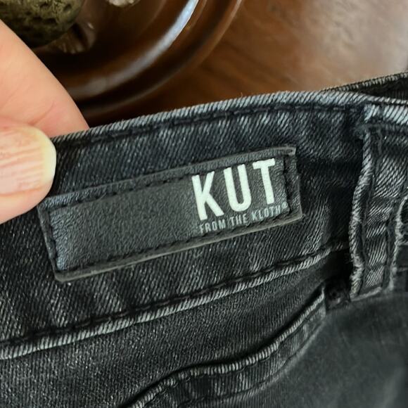 KUT FRON THE KLOTH black exposed button fly distressed skinny jeans - Picture 8 of 11